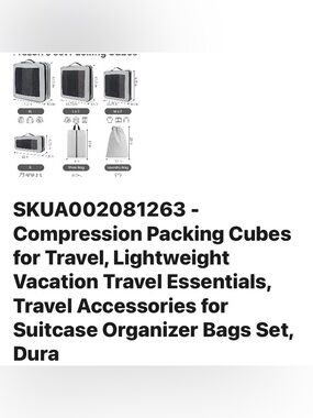 8-Piece Compression Packing Cubes Travel Set - Black and Gray
